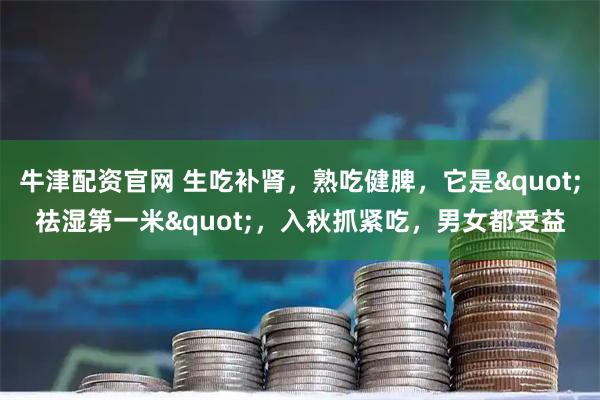 牛津配资官网 生吃补肾，熟吃健脾，它是"祛湿第一米"，入秋抓紧吃，男女都受益